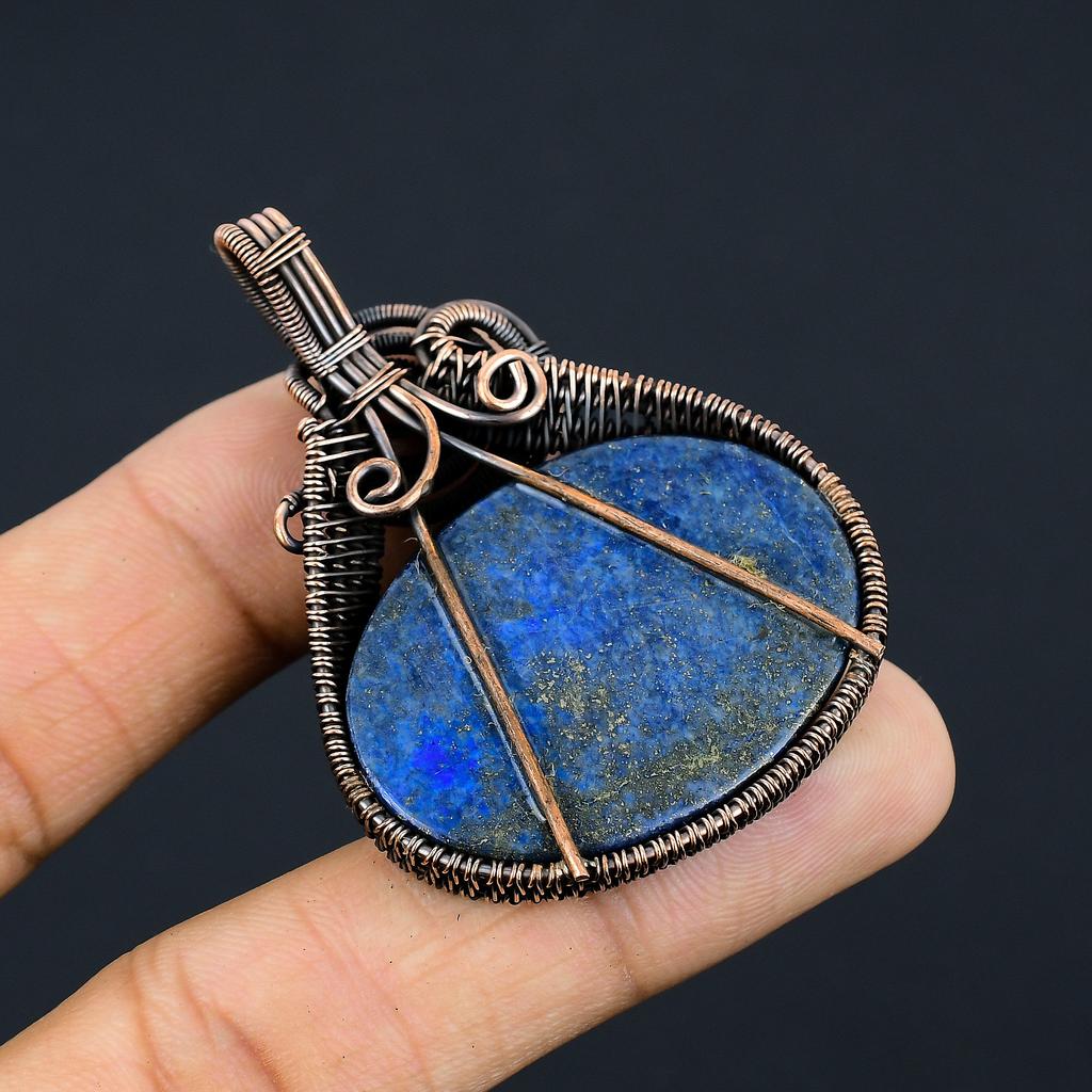 Lapis Lazuli Handmade Copper Wire Wrap Gift Jewelry Pendant 2.24" O8H53