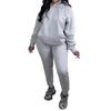 Europäischer & Amerikanischer Damen Einfarbiger Hoodie Zweiteiliger Plus Samt Laufanzug - Herbst/Winter Sportbekleidung