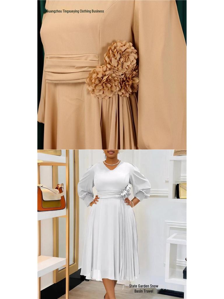 Elegant Solid Color Plus Size A-line Skirt with Fashionable Spring European & American Style