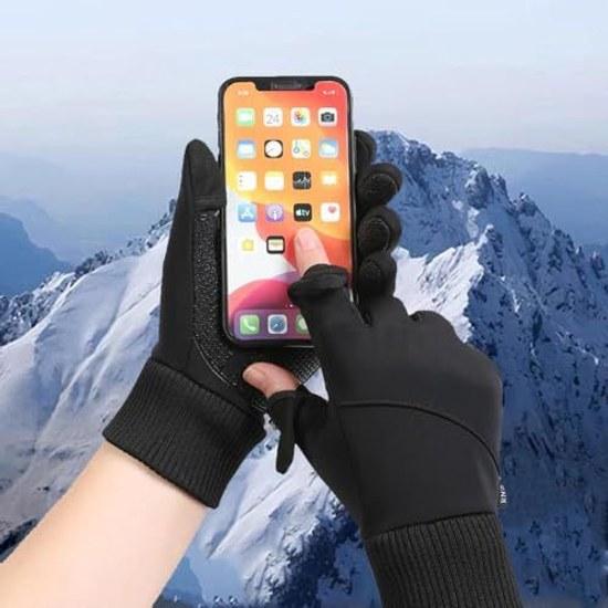 Samcos cold weather gloves outdoor 3 sizes 2-finger design anti-slip protection bicycle fishing climbing smartphone compatible commuting work winter