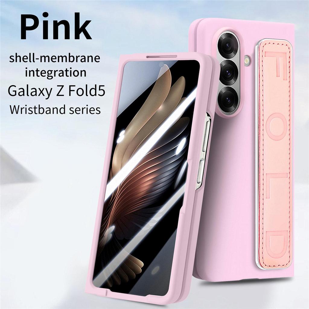 ZFold7 Elastic Rope Wristband Phone Case with Integrated Shell & Skin-Feel PC Spray for Foldable Screen