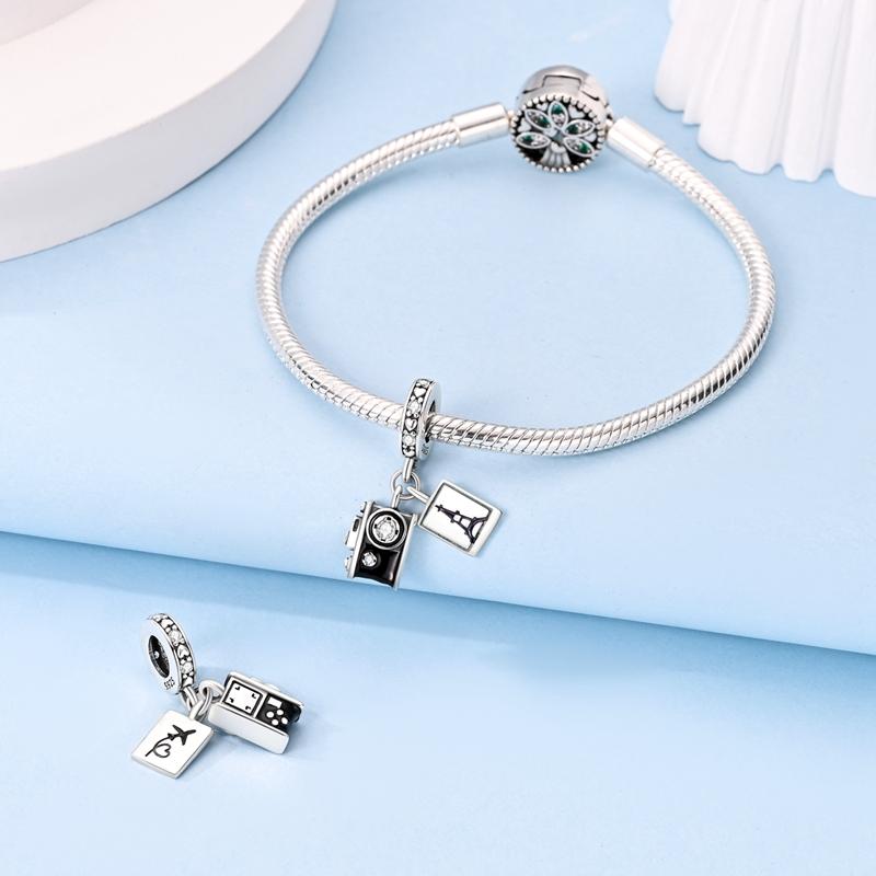 Charms Original Copper Camera Travel Pendant Tower Beads Fit Bracelet Women Jewelry Diy Fine Gift Accessory