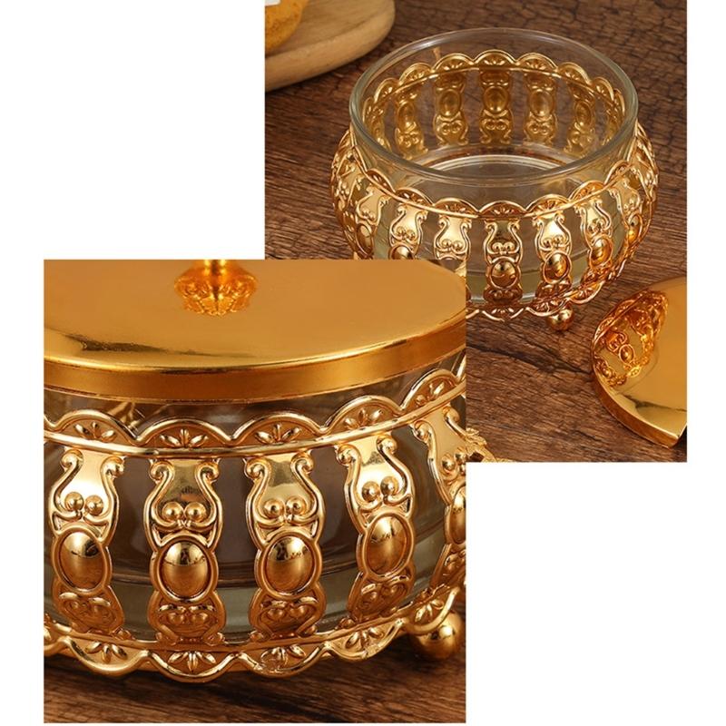 European Luxurious Spices Jar Set With Iron Lid And Clear Glass Body Includes Spoon Sugar Bowl for Home Kitchens Cooking