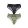 TERMEZY 2Pcs/Lot Sexy Mid Rise Patchwork Briefs Hollow-out Lace Pattern Panties Solid Color Breathable Skin-fit Briefs
