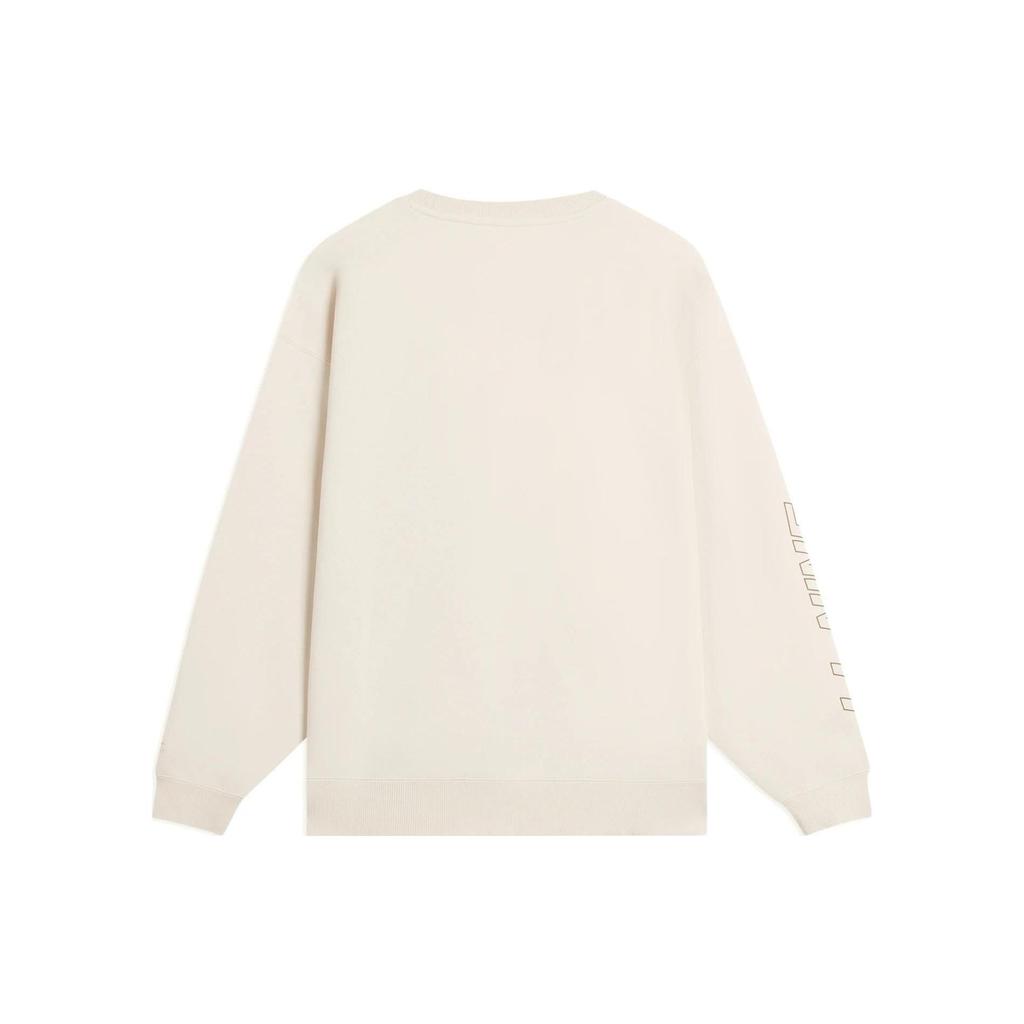 Li Ning Sports Lifestyle Series Jednobarevná volná mikina s kulatým výstřihem Unisex mikina Labutí bílá AWDSB25-5