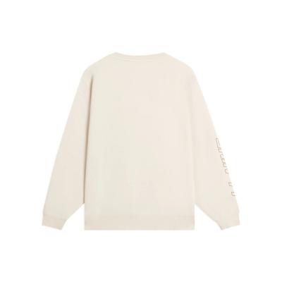 Li Ning Sports Lifestyle Series Solid Color Crew Neck Loose Sweatshirt Unisex Sweatshirt Swan-White AWDSB25-5