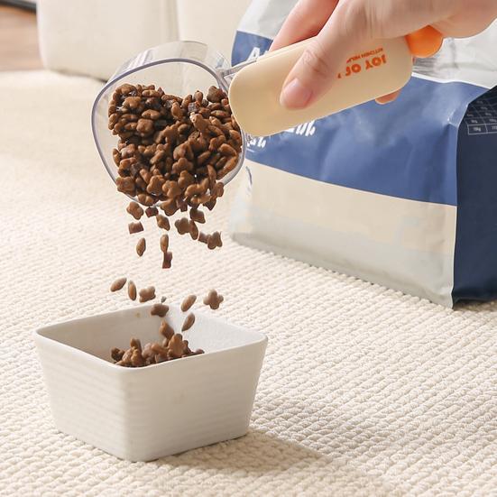 Pet Food Measuring Spoon with Scale Bag Sealing Clip Multi-functional Rice