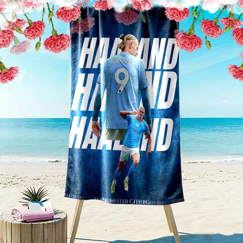Telo Mare con Stampa King Haaland, Grande Morbido Asciugatura Rapida per Spiaggia Campeggio Nuoto