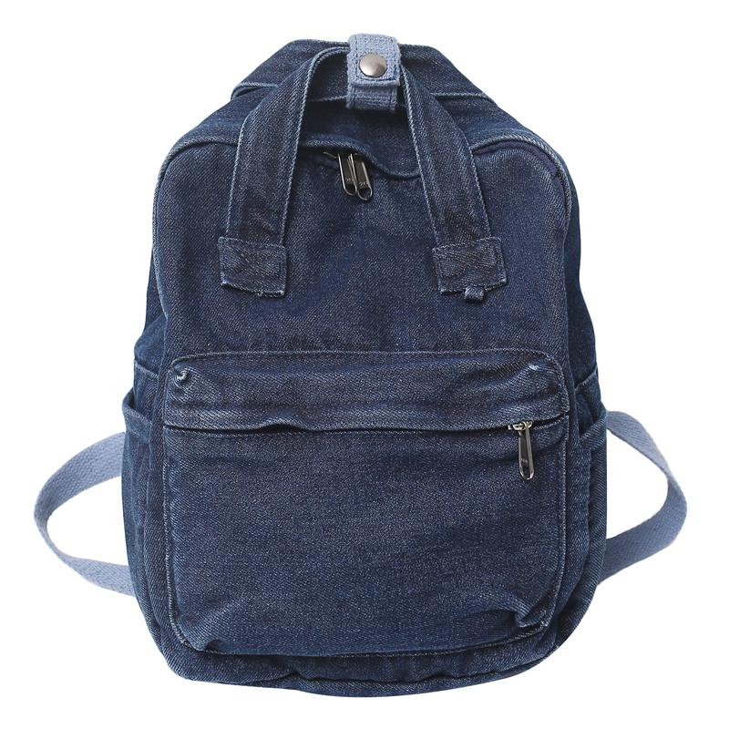 

Vintage Washed Denim Women Backpack Trend Cool Canvas College backpacks Schoolbag For Teenage Girl Boy Laptop Student Travel Bag 20cm x10cm x28cm