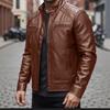 New spring and autumn men's stand-up collar PU leather jacket locomotive jacket slim casual jacket trendy leather jacket