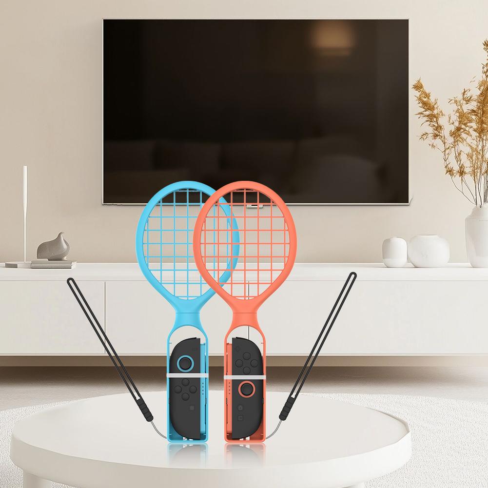2Pcs Tennis Racket For Nintendo/OLED Joy-Con Sports Games For Switch 2 Tennis Racquet Grip Controller with Wrist Strap Game Part