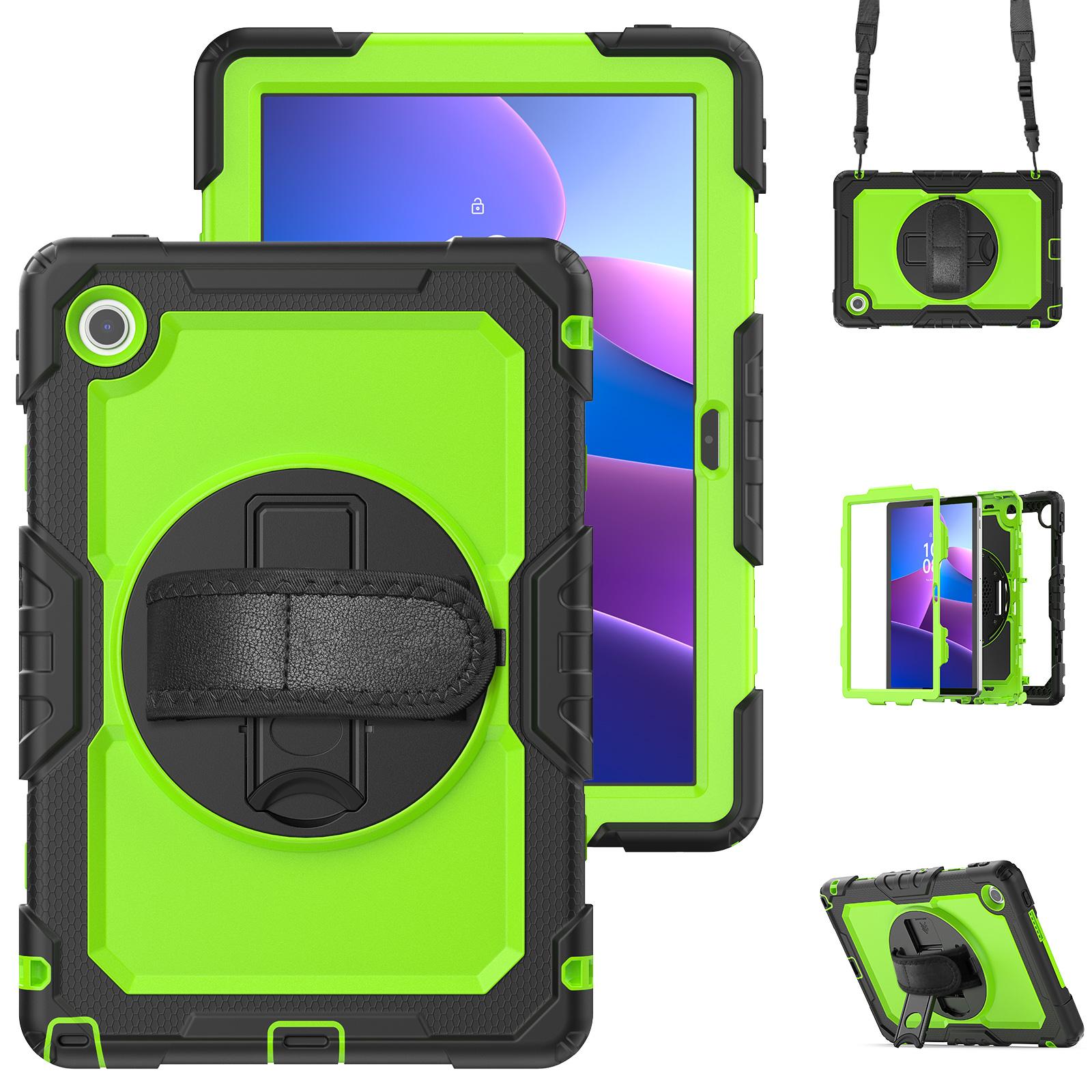 Met Screenprotector Armor Case Voor Lenovo Tab 10.1  K10C TB311XU TB311FU Roterende Stand Heavy Duty Cover Schouderband K10C 2025 TB311FU