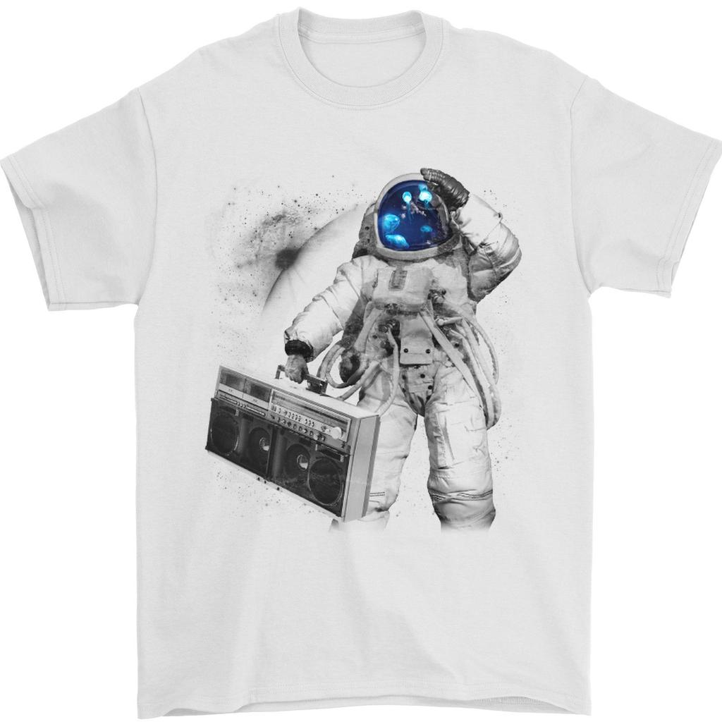 Space Ghetto Blaster Astronaut Music Mens T-Shirt 100% Cotton