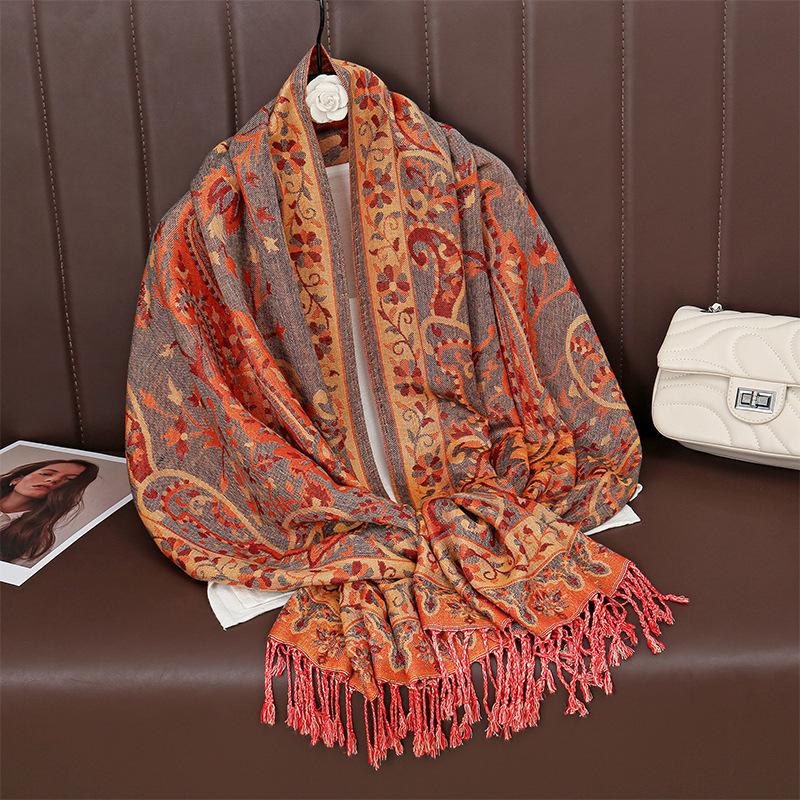 Women's Luxury Autumn Cashmere Printed Jacquard Shawl Scarf
