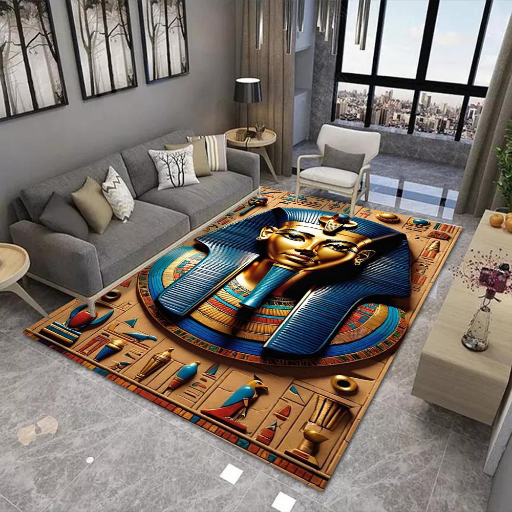 Egyptian Pharaoh Carpet Ancient Hieroglyphic Mat Non-slip Soft Vintage Art Home Decoration Living Room Modern Durable Floor Mat
