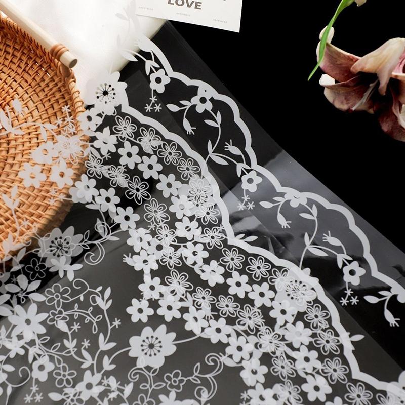 20Pcs Clear Flower Wrapping Paper Lace Flower Packaging Paper Waterproof Transparent Gift Bouquet Decorative Packing Supplies