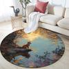 Animals & Sunset pattern round rug,Carpet Rug for Living Room Bedroom Playroom ,Non-slip Floor Mat,Holiday Gifts and Birthday Gifts.