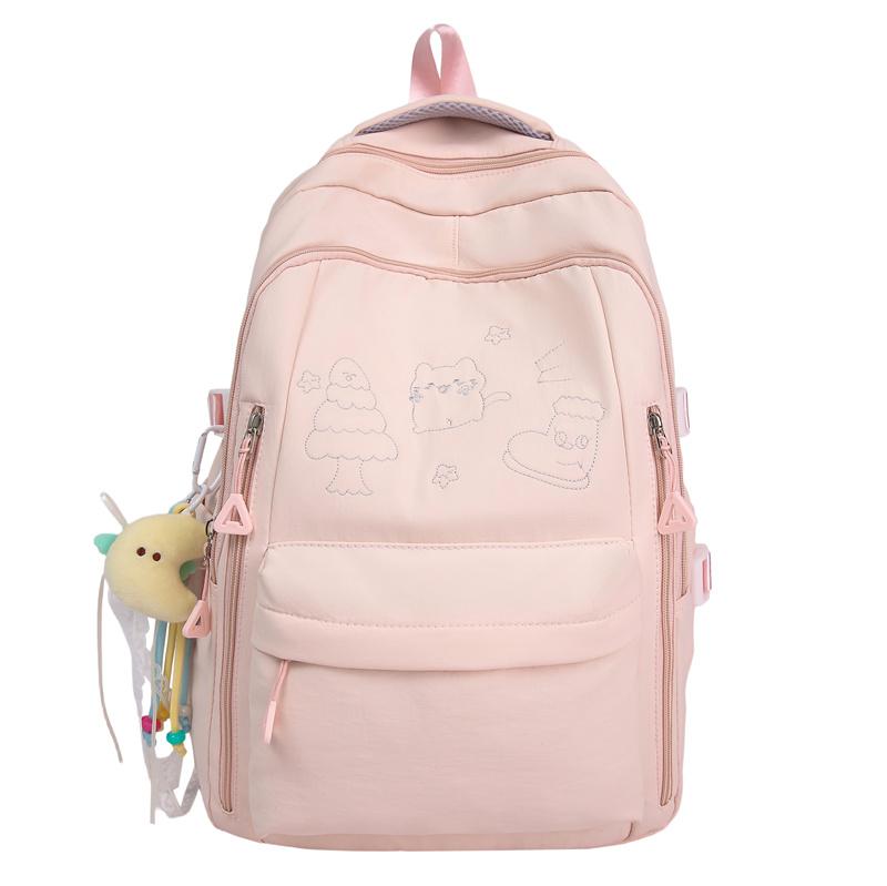 

Student s Embroidery Schoolbag Women s Printed Lightweight Backpack рожевий