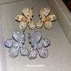 Shining and Dazzling~ Full of Diamond Zircon Flower Stud Earrings, New Fashionable Earrings, Exquisite Design Niche Earrings