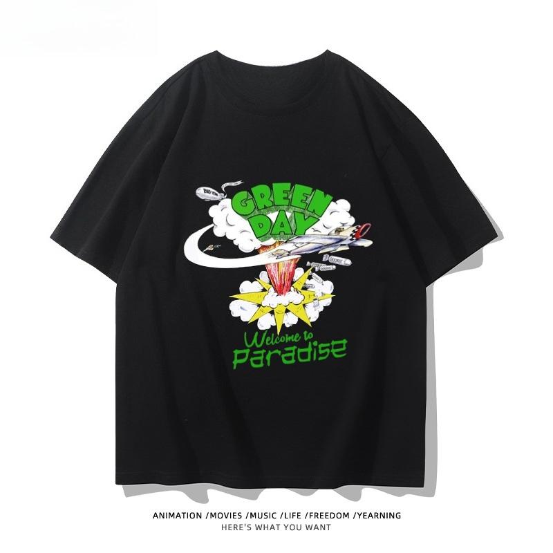 2025 Summer New Hip Hop Green Day Band Printed Graphic T Shirts Men Short Sleeve T Shirts High Quality Men's Clothes Street Wear
