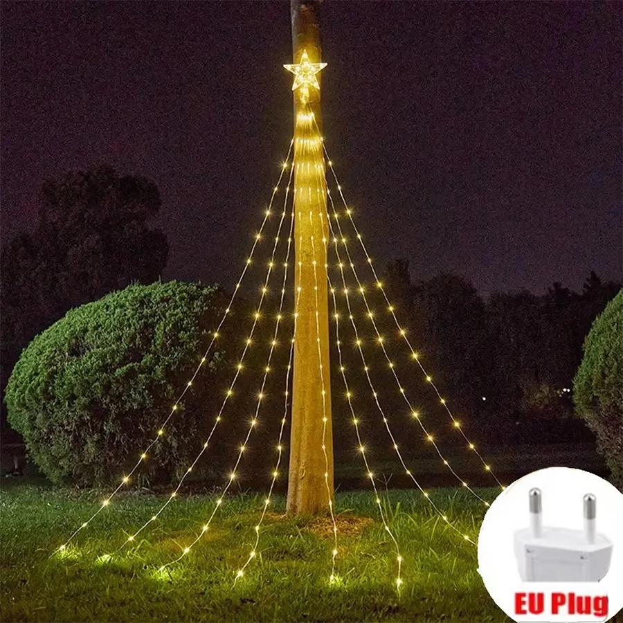 Christmas Pentagram Flashing String Light LED Hanging Starry Sky Light Outdoor Waterproof Home Party Decoration Atmosphere Light