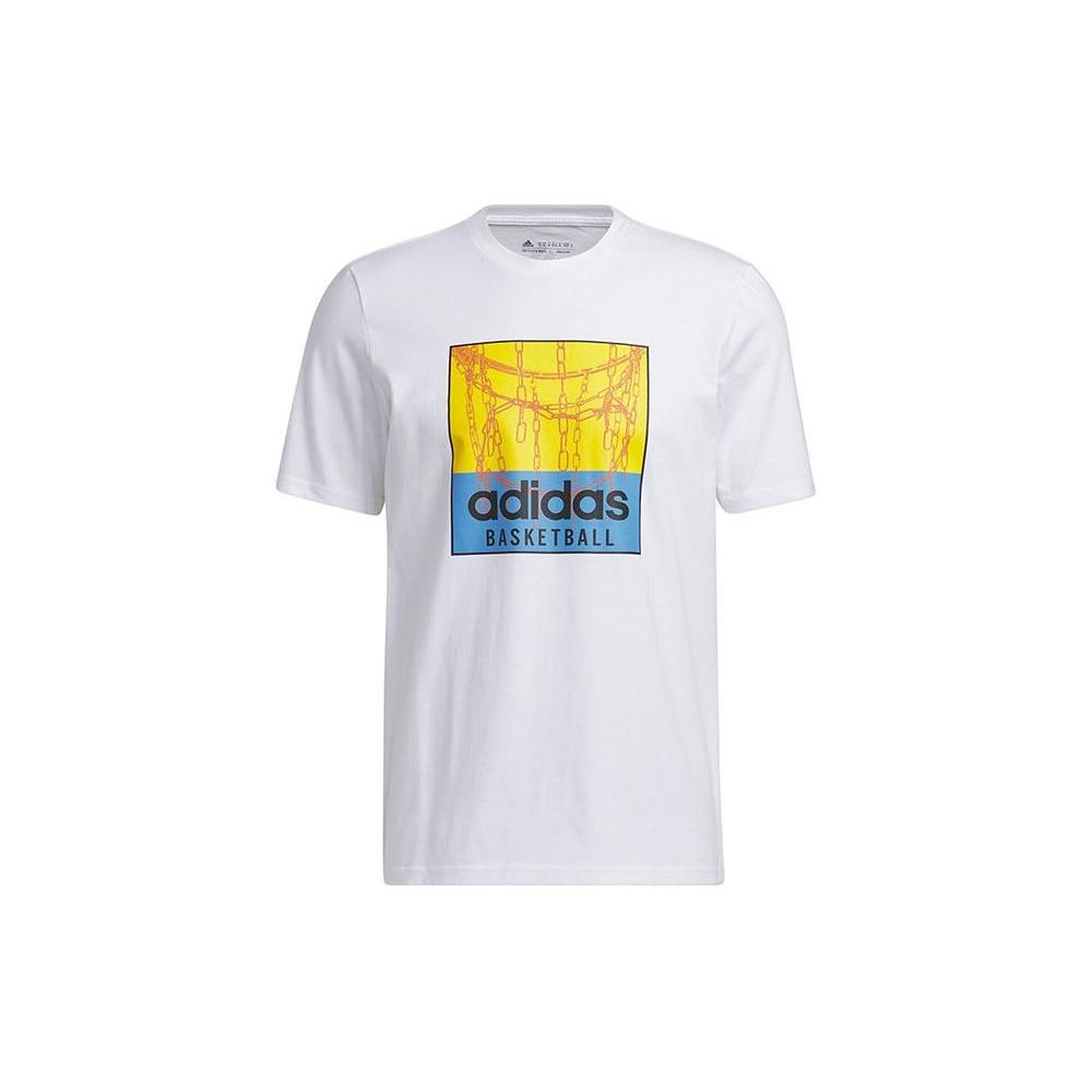 adidas Chain Net Basketball Graphic Tee White Men s IC1861 M