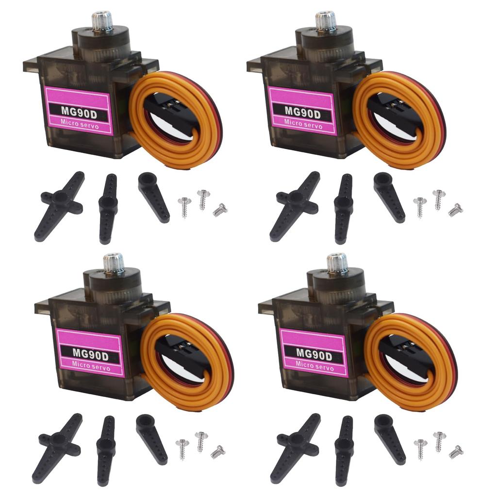 4pcs MG90D 9g Digital Micro RC Servo, Full Metal Gear Mini Servo Motor Upgrade SG90 Compatible with Arduino RC Smart Car Robot Arm 450 Aircraft Boat