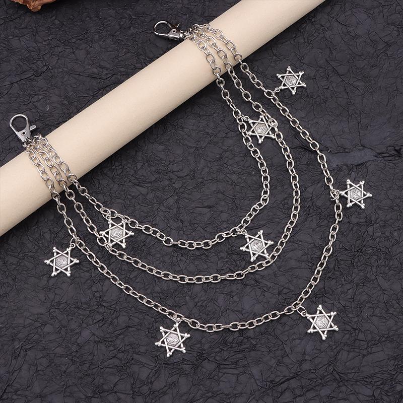 שרשרת מותן היפ-הופ פאנק רחוב לנשים גברים גותי שרשרת מותן למכנסיים רב-שכבתית שרשרת מכנסיים רב-תכליתית שרשרת מותן למכנסיים ג'ינס