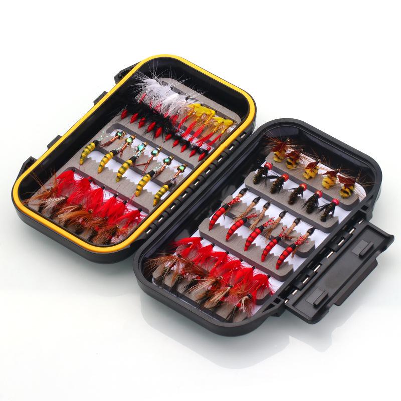 Sada 76/88/147 kusů muškařských nástrah s dvouvrstvou vodotěsnou krabičkou