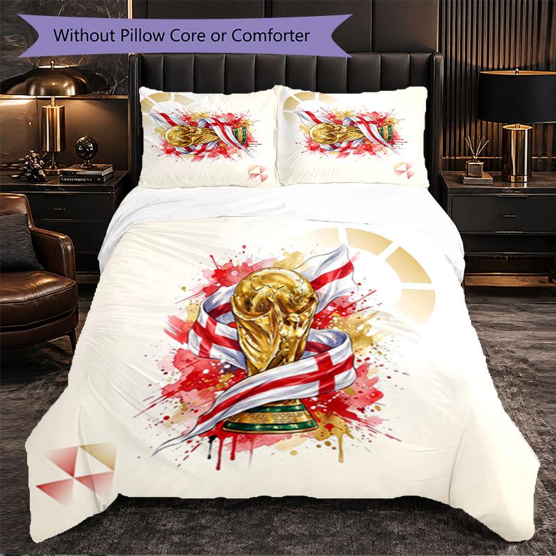 England Football Pattern 3 Pieces Bedding Set Soft Microfiber Duvet Cover with Pillow Cases for Bedroom