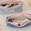 High Capacity Pencil Case Large Bowknot Pen Pouches Zippered Travel Cosmetic Storage Bag for Office School Travel