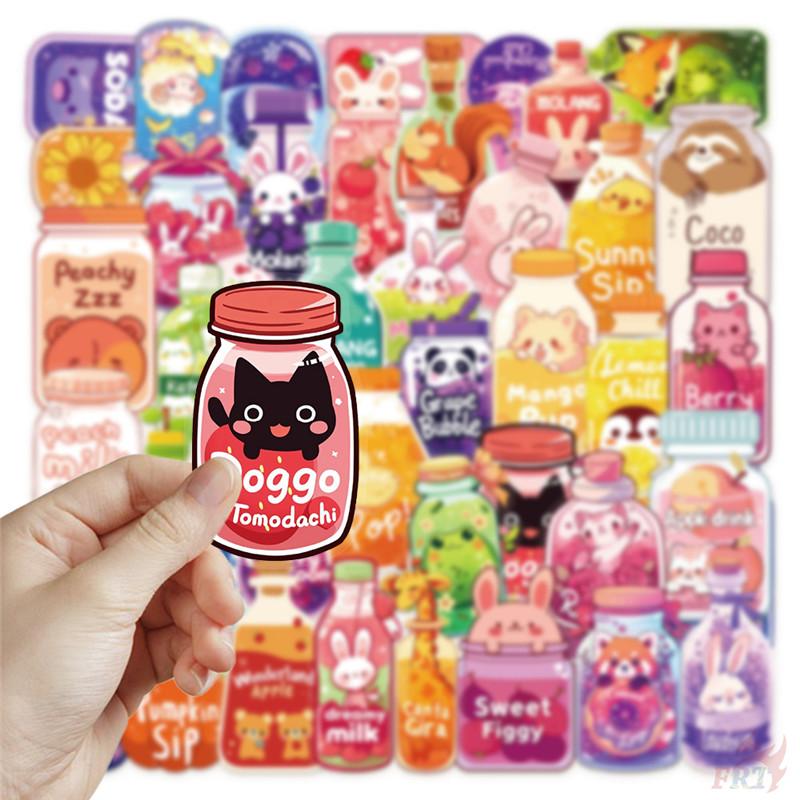 50Pcs/Set Funny Animals Juice Bottle Series 01 PET Stickers Waterproof DIY Fashion Doodle Decals Stickers