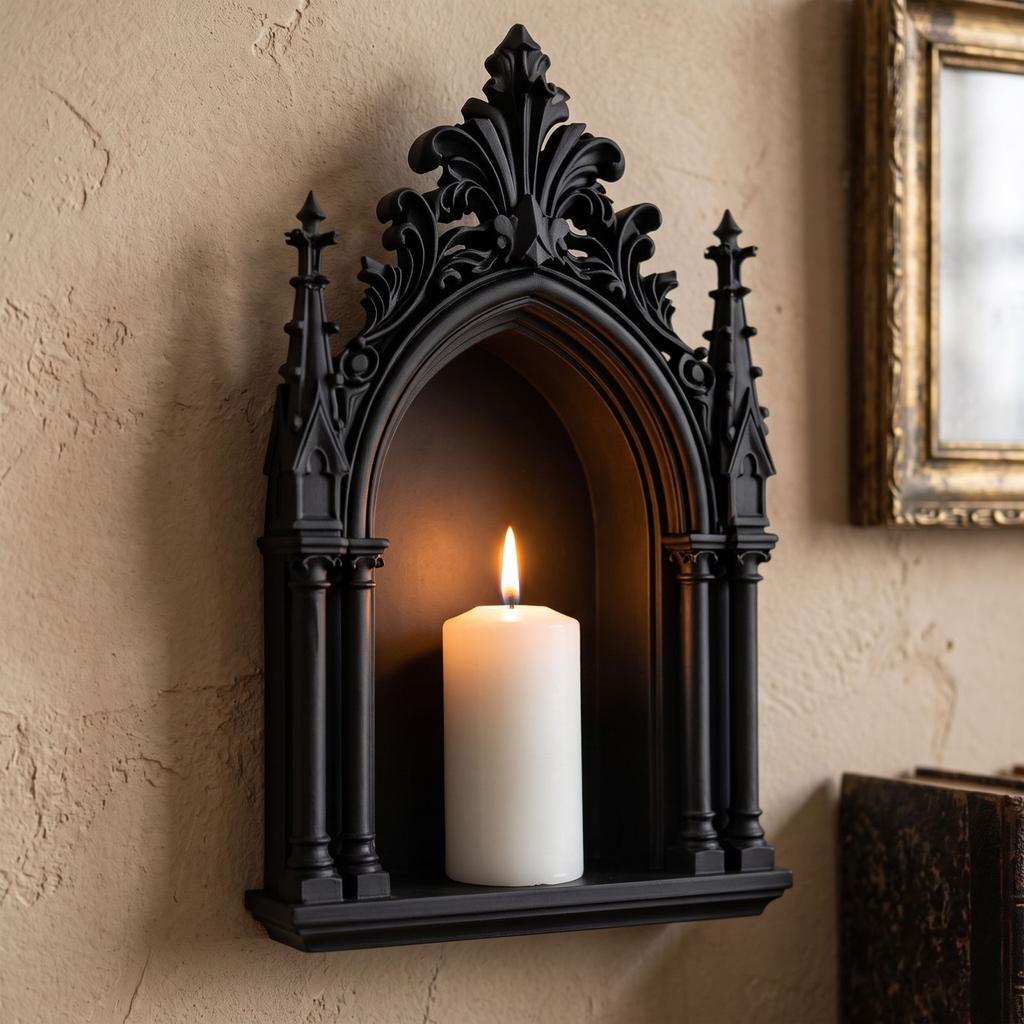 3D Printed Gothic Shelf Wall Mounted Decorative for Living Room Display