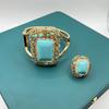2026 Collana con Turchese Intarsiato Catena per Maglione Anello Aperto Orecchini a Gancio Bracciale Set da Quattro Pezzi