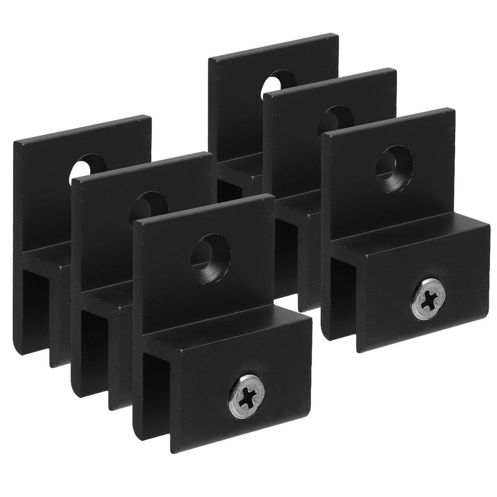6Pcs Modern Black Aluminum Glass Clamps H-Type Mirror Holder Clips Secure Mounting for Glass Mirrors Acrylic Displays Wall Shelf