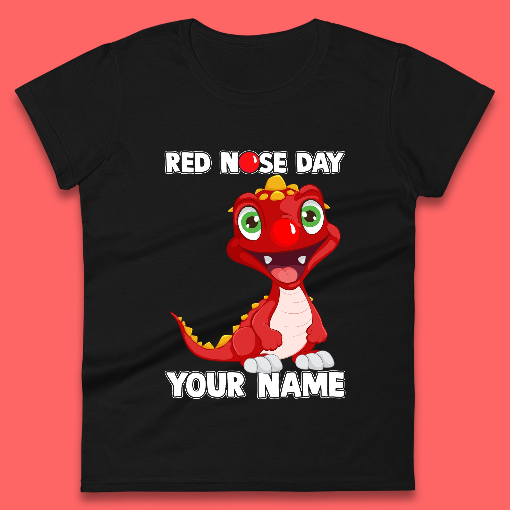 Personalised Red Nose Day Dragon Womens T-Shirt Mens Tops Tees Unisex S