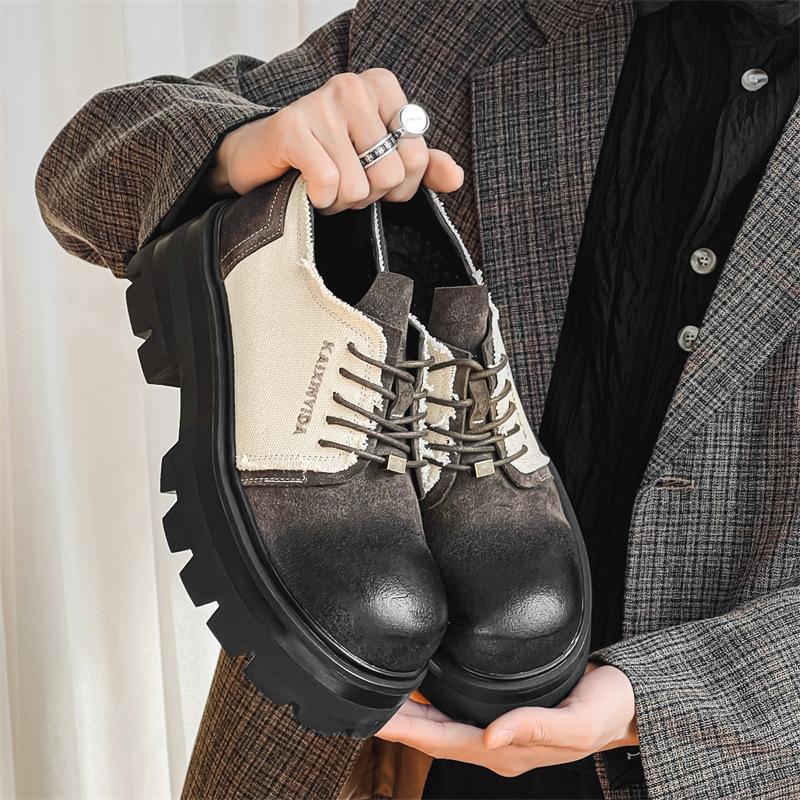 Fashion Square Toe Japan Korean Streetwear Brand Luxury Fashion Casual Leather Men Business Office Commute Wedding Dress Leather Shoes