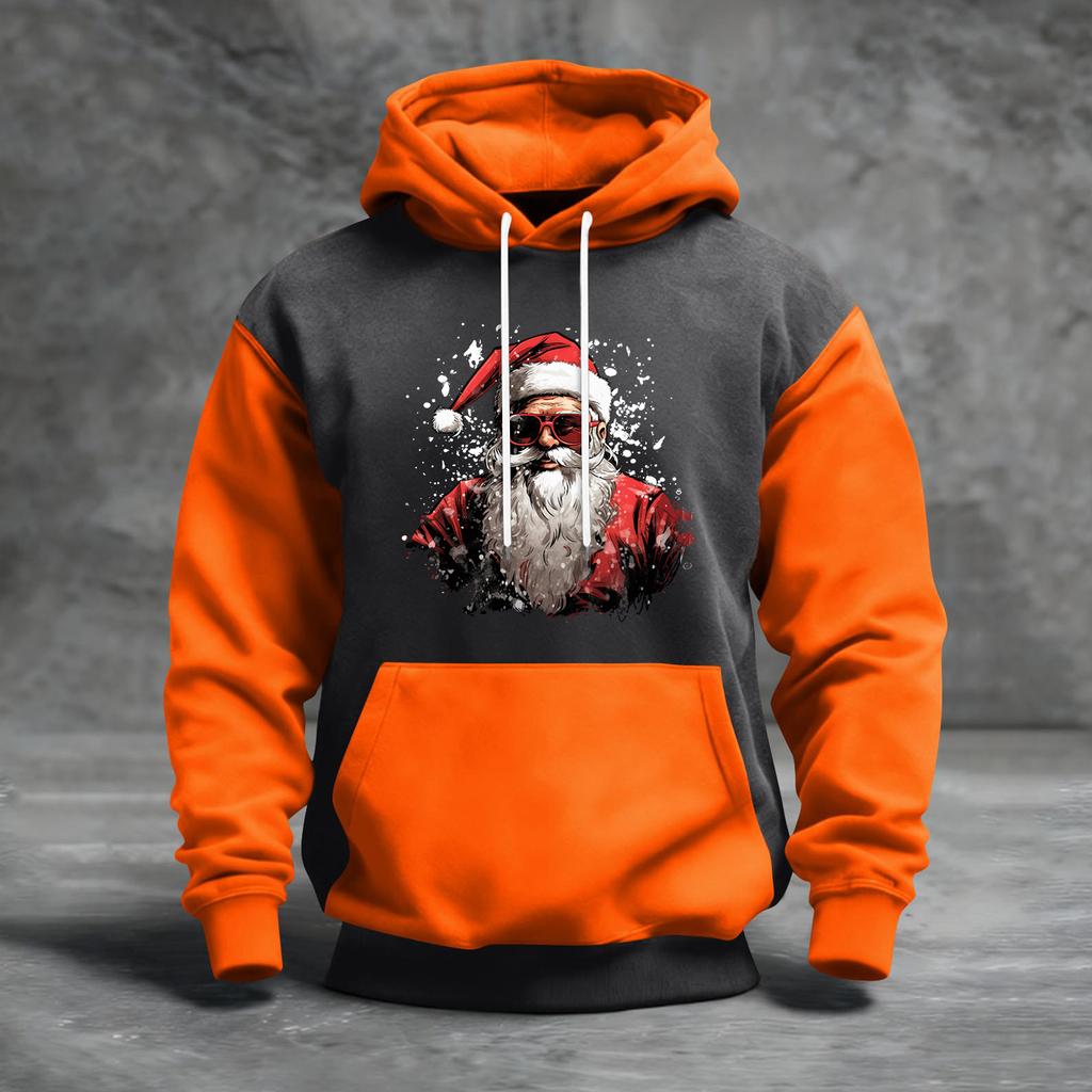 Herren Weihnachten Print Colorblock Kapuzenpullover Lässig Sport Komfort Sweatshirt