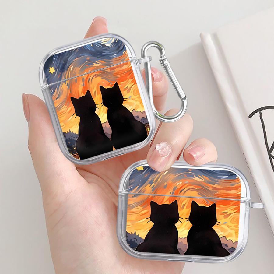 Clear Earphone Cases Cover Case For Airpods 2 Pro3 3 Pro2 Pro 4 1 Van Gogh Art Cat