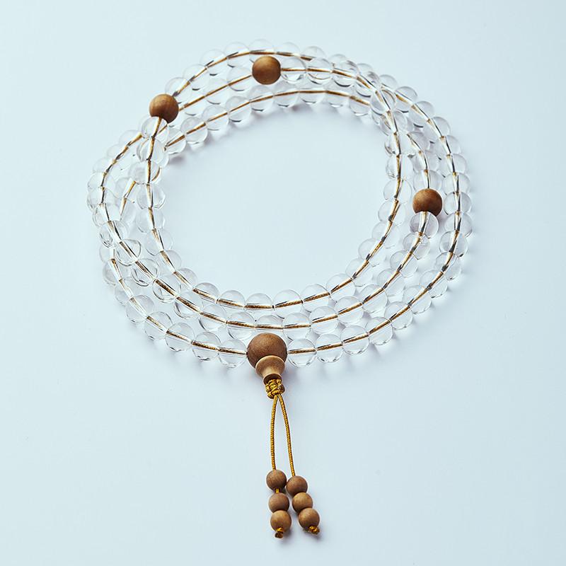 

White crystal for men and women108Buddhist bead bracelet Old Mountain Sandalwood Prayer Bead Bracelet Dual-use bracelet and necklace Simple 6mm