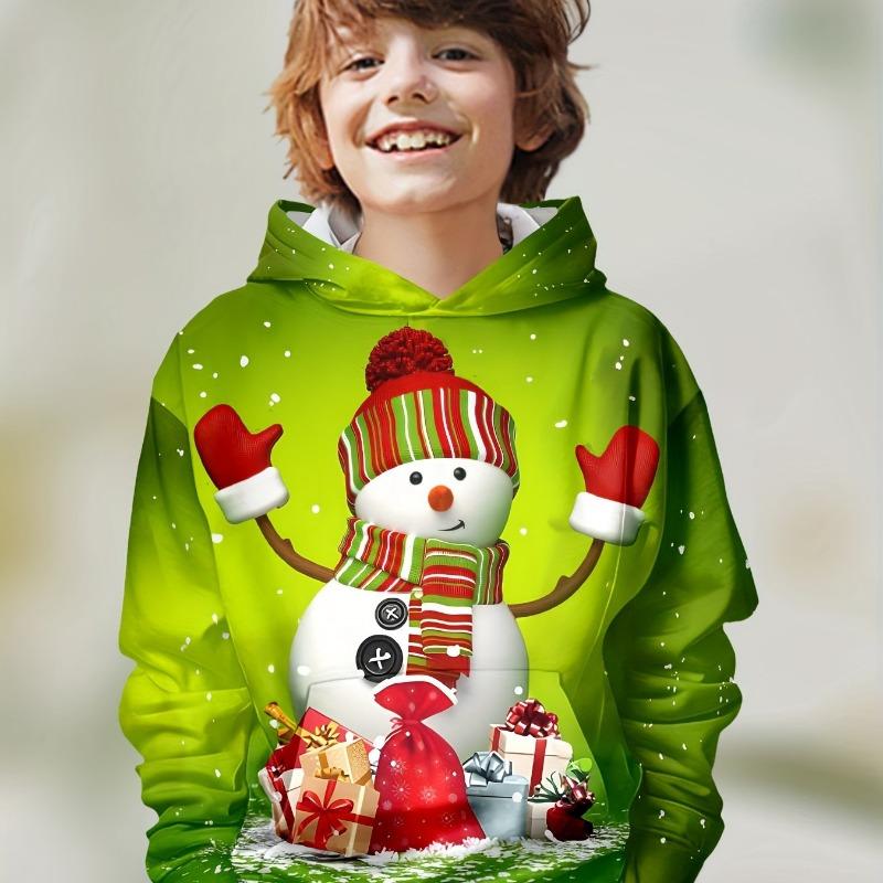 Kinderkleidung Jungen Hoodies Langarm 3D Weihnachtsprint Kinder Frühling Herbst Kleidung Stilvolle Party-Atmosphäre Mädchenkleidung Oberteile