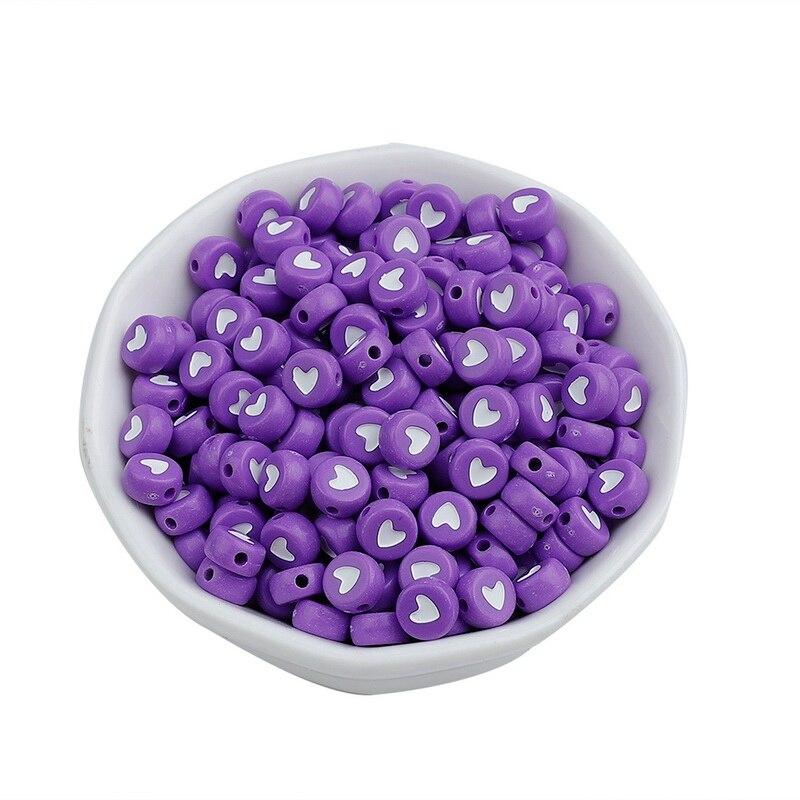100PCS Acrylic Love Heart Loose Spacer Beads for Jewelry Making