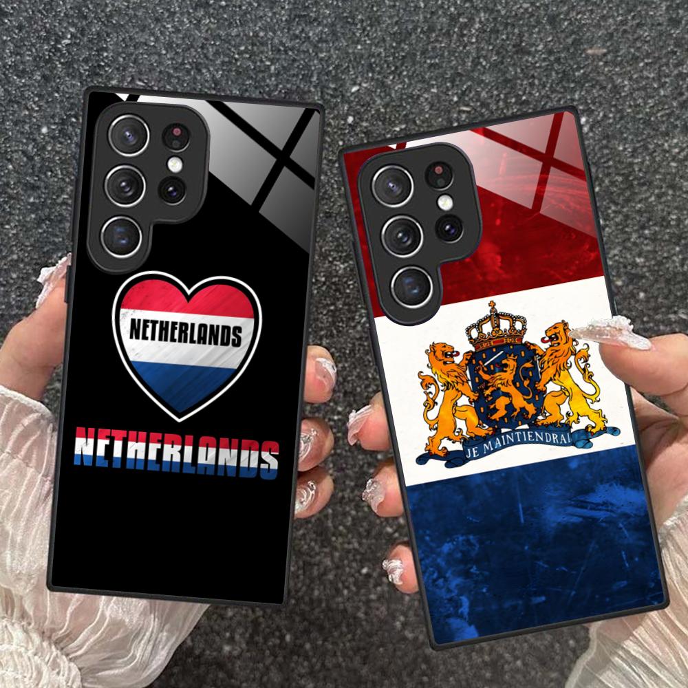 Netherland Dutch Flag Glass Mobile Phone Case for Samsung Galaxy S26 S25 S24 S23 S22 S21 S20 Note20 Plus FE Ultra Colorful Cover