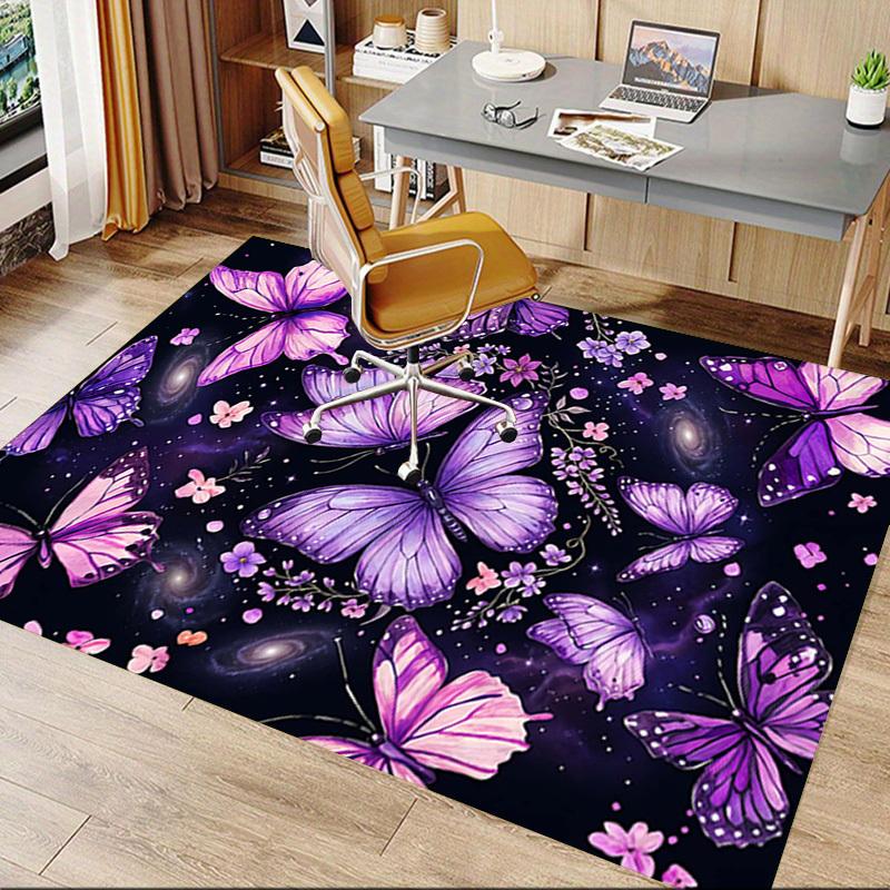 1PC Butterflies Flowers Non-Slip Floor carpet, Office, family, bedroom, Studio - Large Area Rug, Vibrant Colors, Longlasting Material-X446