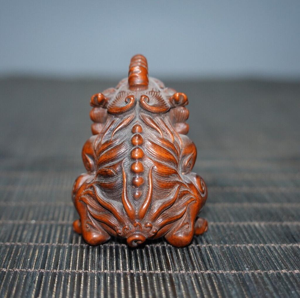 Chinese Antique Boxwood Carving Exquisite Unicorn Pixiu Statue Collection Art