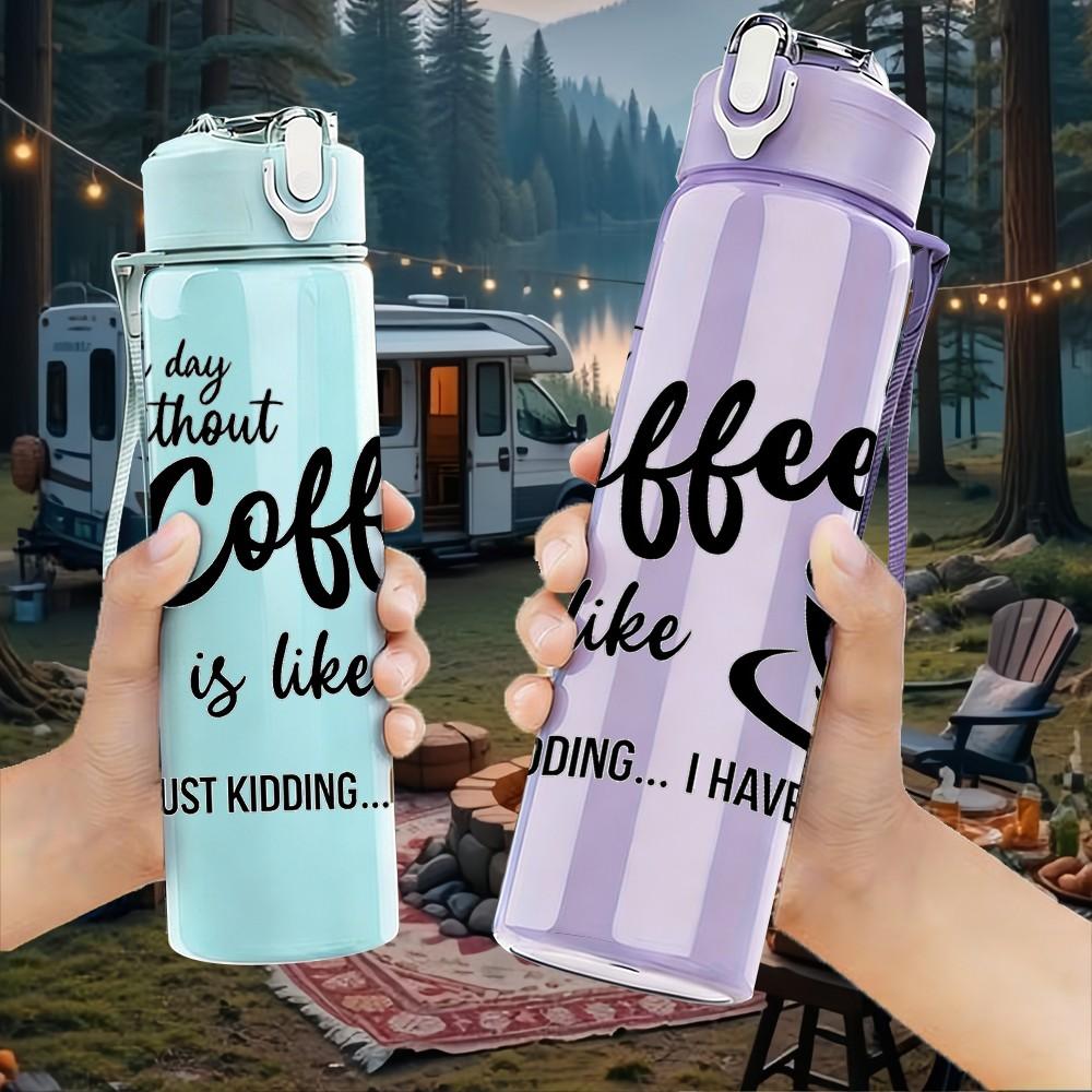 1PC I Am Not Coffee Like Slogan Print 750ml Color Plastic Sports Water Bottle Leakproof Flip Straw Lid Suitable for Sports Office Home Use