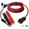 CUZEC 12V/ 24V Extension Cord Plug Socket with Battery Clamp 4.9FT / 1.5m 16 AWG Battery Clip-On and Cigarette Lighter Adapter