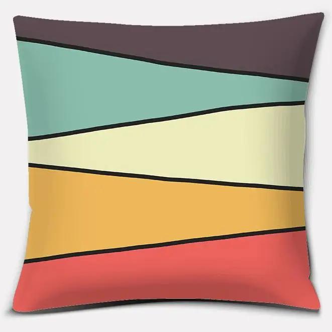 Retro Rainbow Geometric Color Series Pillow Cover Gift Home Office Decoration Bedroom Sofa Car Cushion