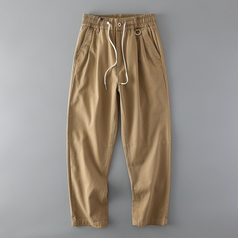 American Pure Cotton Loose Straight Cargo Pants Trendy Men s Summer Cropped Pants Export Original Tail Order Men s Casual Pants Khaki 2XL
