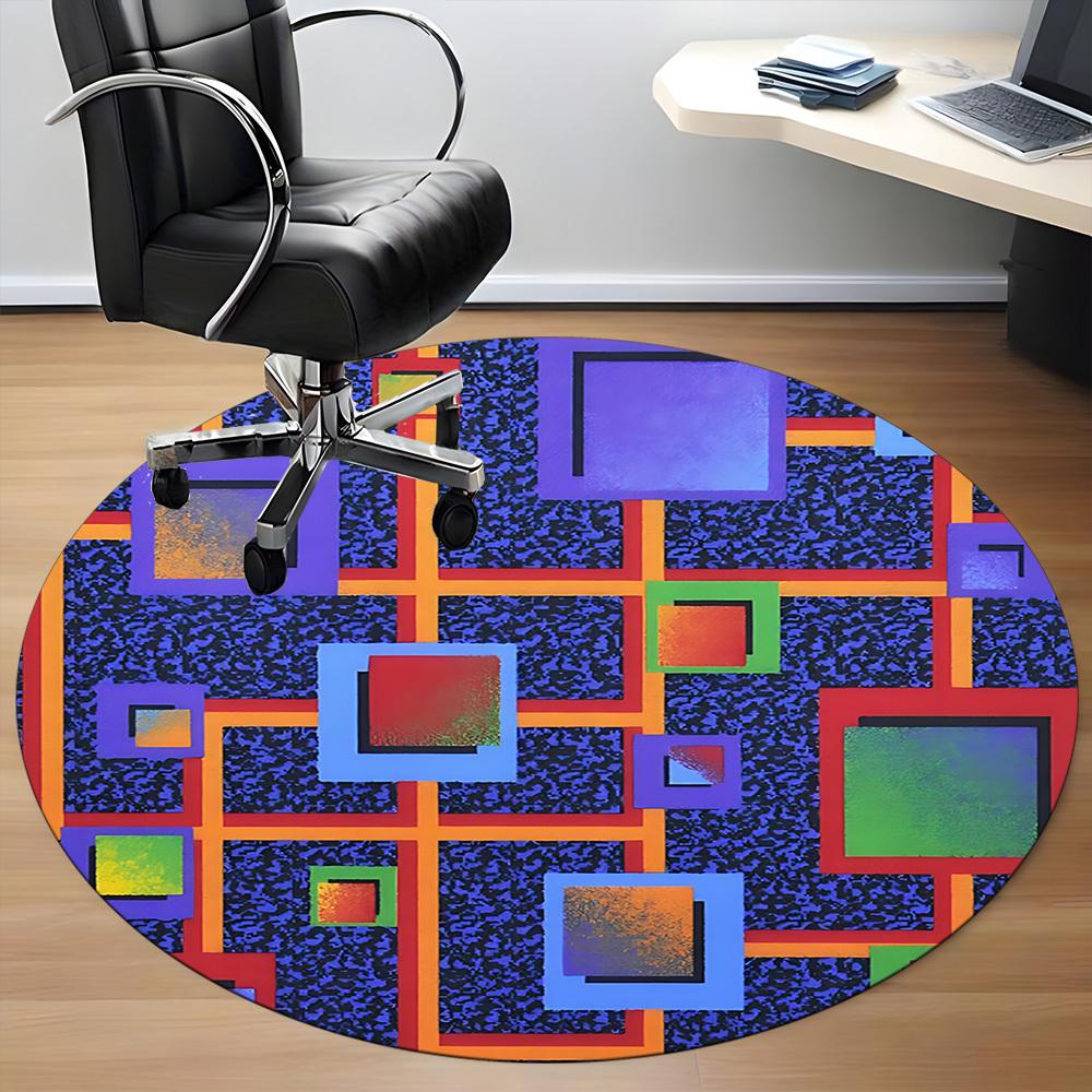 1pc Abstract Geometry Chair Carpet for Office, Non slip, Soft and Durable Office Rug